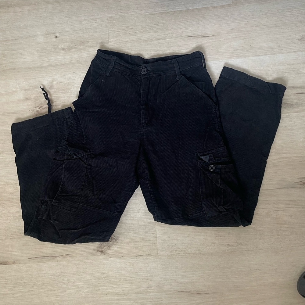 Black Cargo Pants with Straight Leg Design